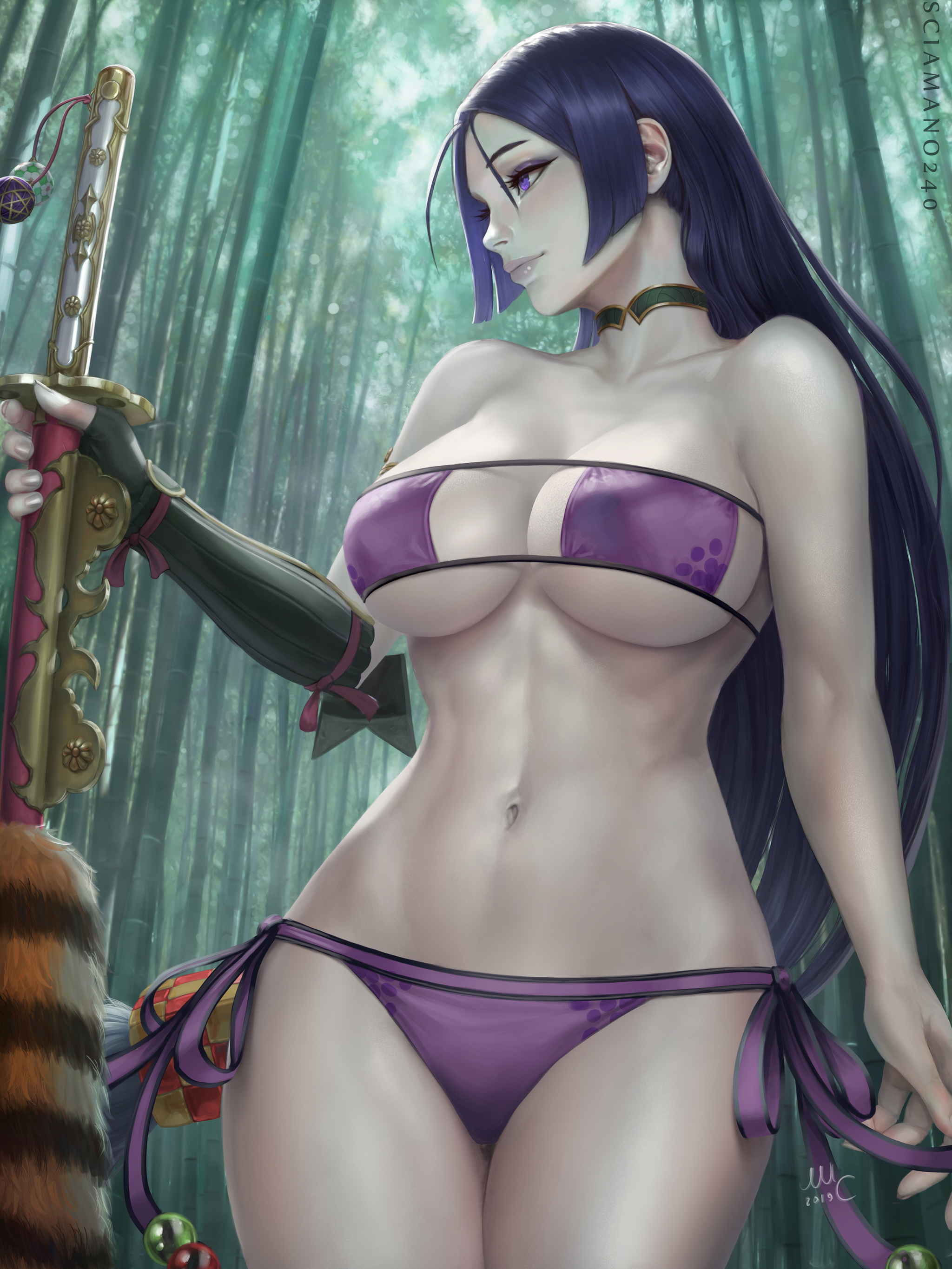 Minamoto no Raikou (Fate/Grand Order) - NSFW, Арт, Аниме, Anime Art, Fate Grand Order, Minamoto No raikou, Девушки, Эротика, Рисованная эротика, Купальник, Бикини, Сиськи, Голые, Волосы на лобке, Sciamano240, Длиннопост