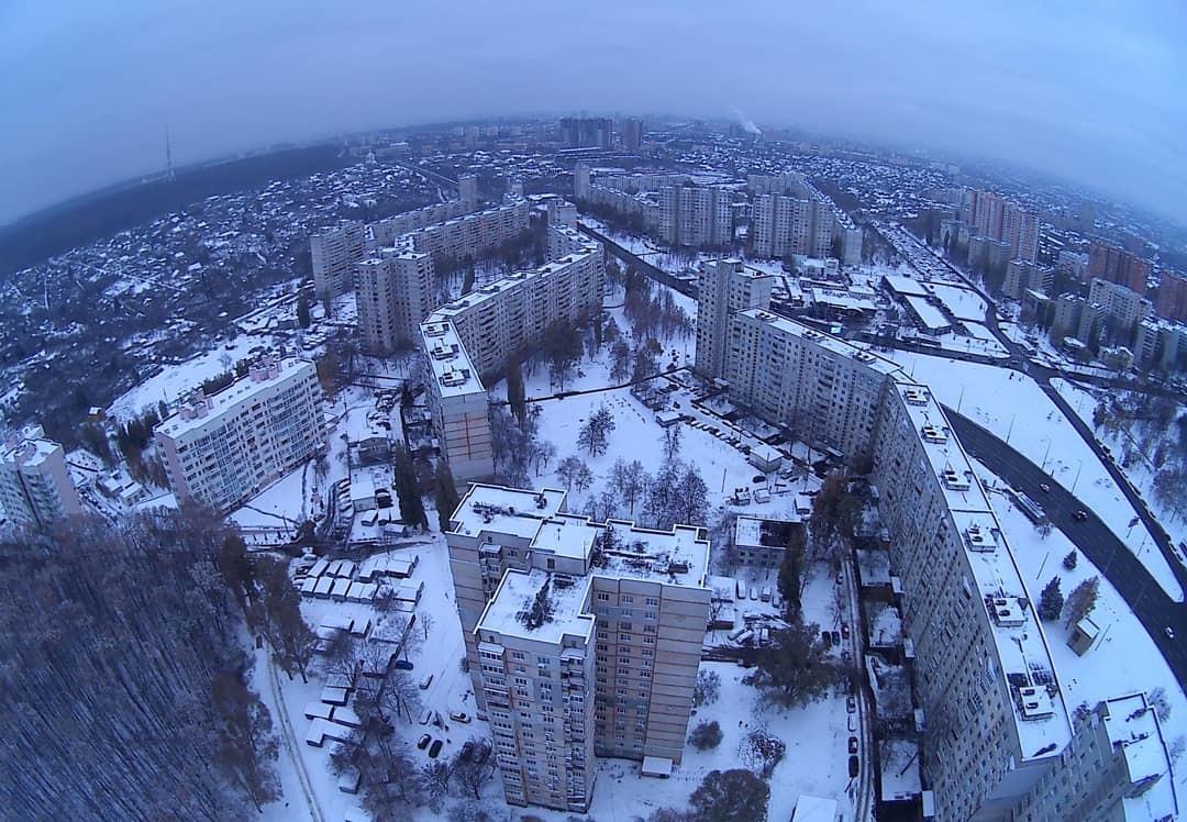 It's snowing - it's time to walk the bird - My, The photo, Beginning photographer, Drone, Quadcopter, Town, Kharkov