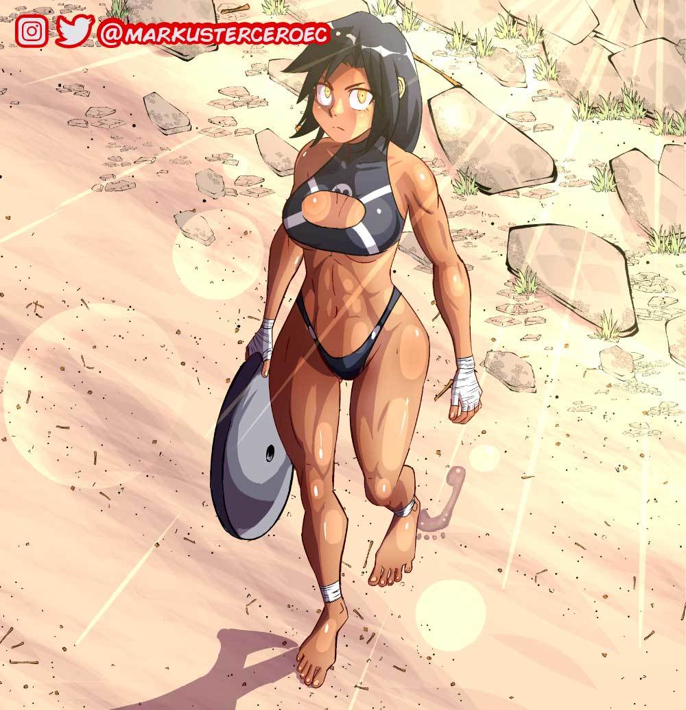 Exercises on beach - NSFW, Strong girl, Art, Muscleart, Sports girls, Beach, Workout, Longpost