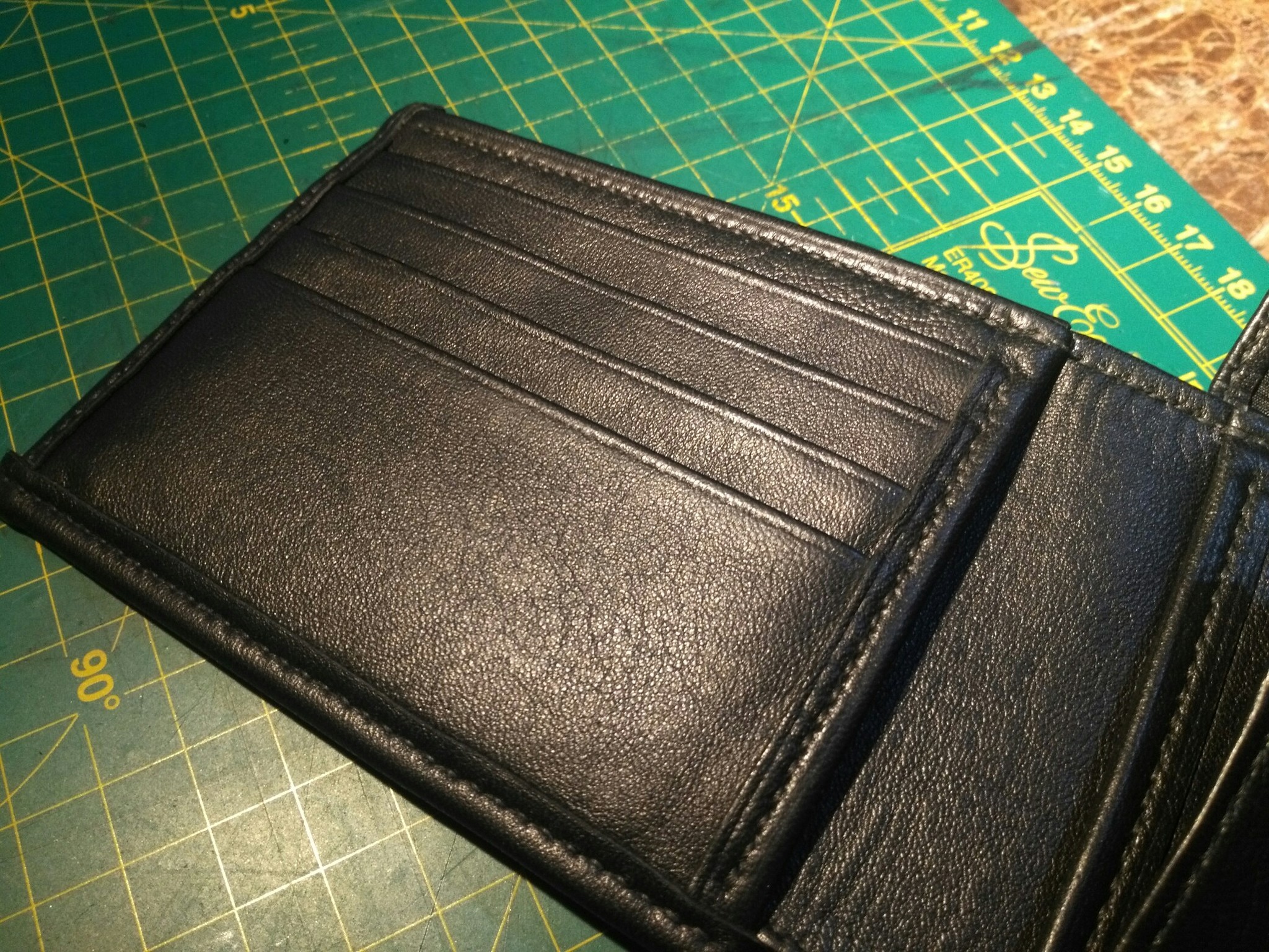 Classic bifold (wallet) with coin box - My, Leather products, Natural leather, Needlework without process, Handmade, Longpost