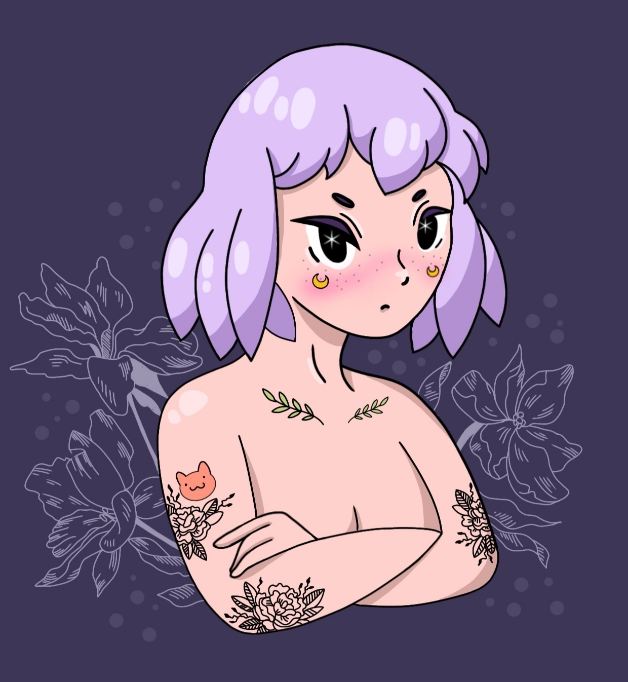 A little digital :) - My, Girl with tattoo, Drawing