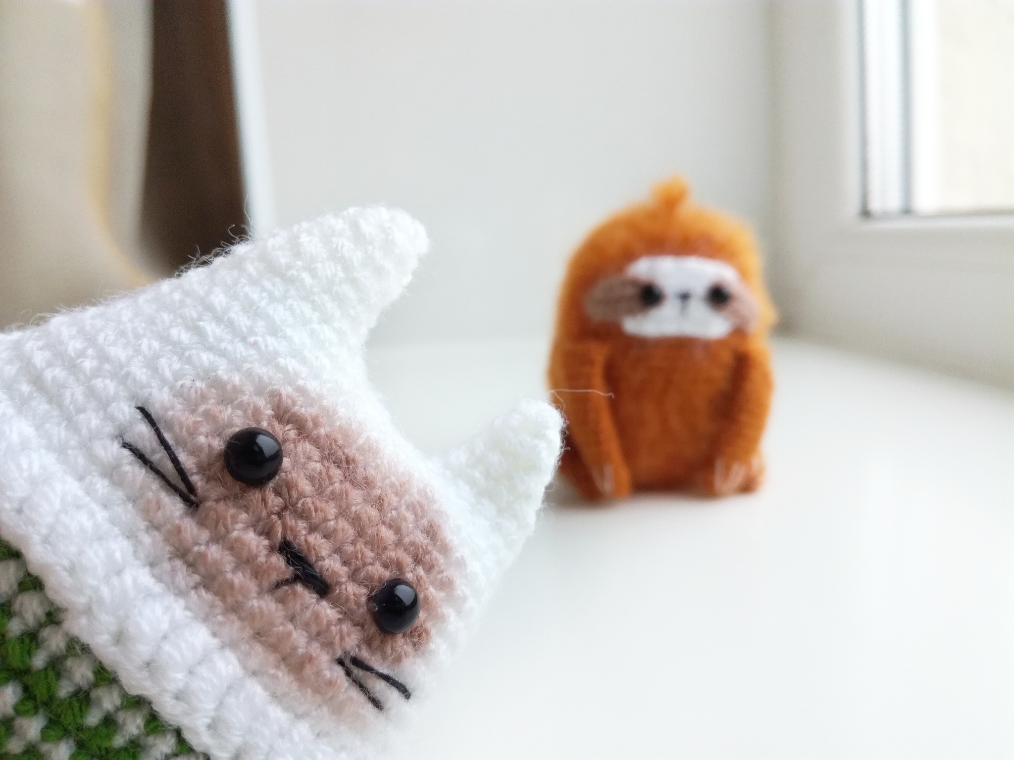 Sloths - My, Knitting, Knitted toys, Needlework without process, Needlework, With your own hands, cat, Sloth, Longpost, Milota