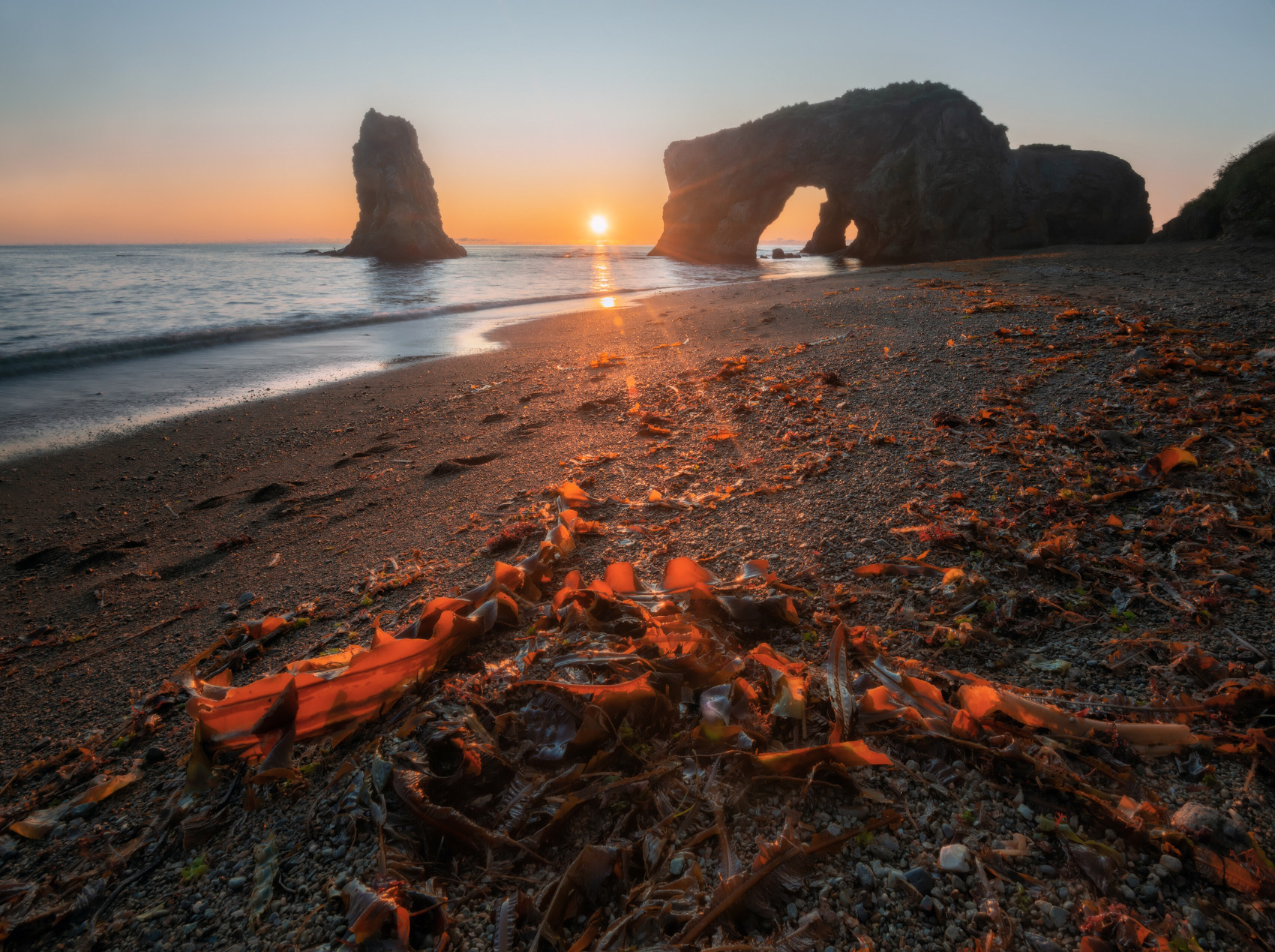 Top sunsets: Sakhalin and Kuril Islands - Russia, Sunset, The photo, Sakhalin, Kurile Islands, Longpost, Volcano Atsonupuri, Krenitsyn volcano, Baranskoye Volcano