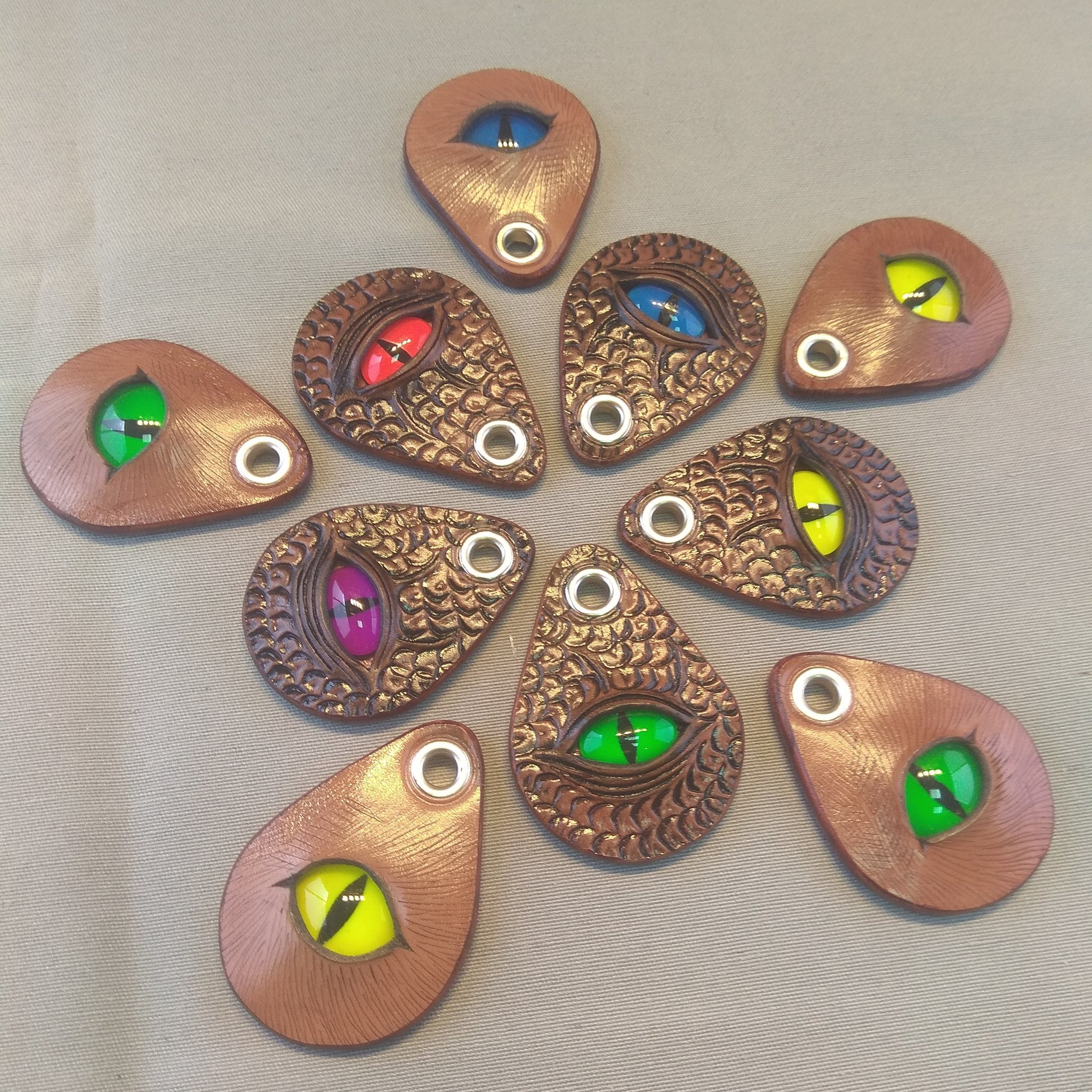 Keychains/pendants eyes - My, Needlework without process, Natural leather, Eyes, Leather products, With your own hands, Embossing on leather, Longpost